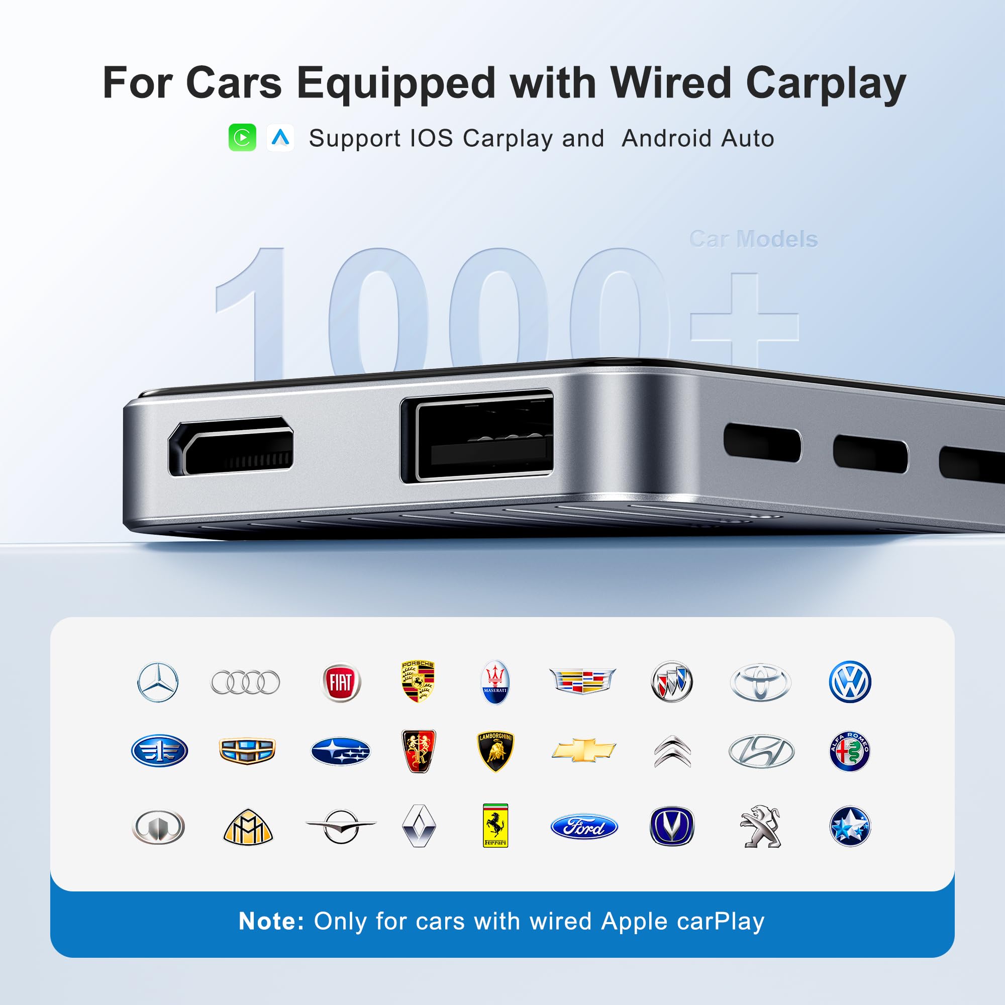 AI Box Wireless CarPlay & Auto Adapter - Plug & Play, Dual-Band